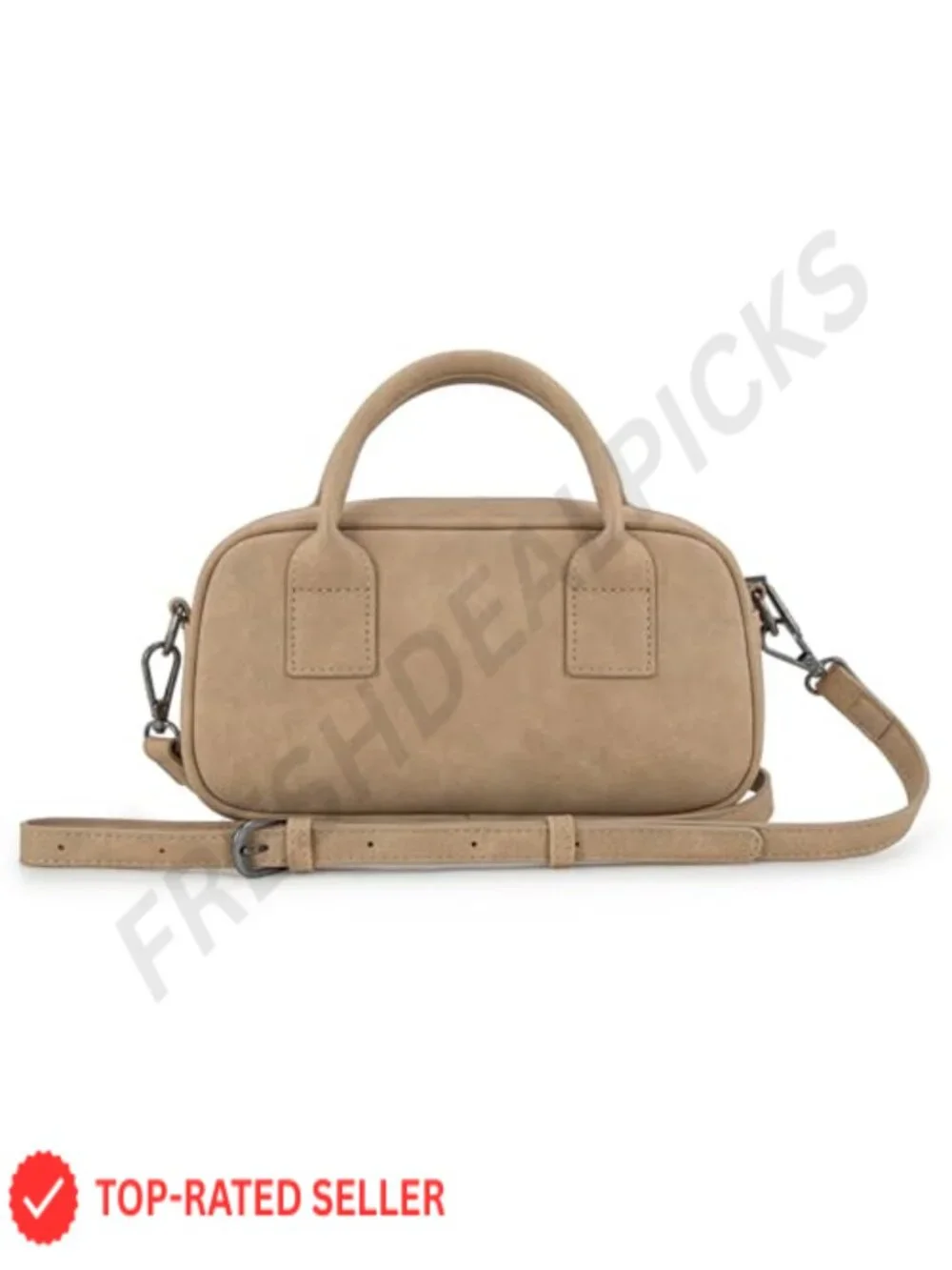 Vintage Style Leather Barrel Crossbody Purse with Top Handle - Small Satchel